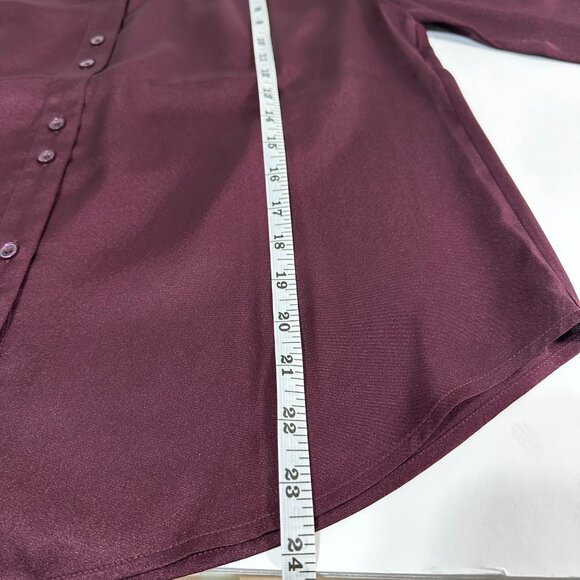 Ann Taylor Burgundy Puff Sleeve Pleated Button-Down Blouse – Size SP - Picture 12 of 16